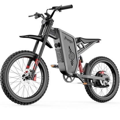 Freego X2Pro Electric Motorcycle for Adults Teens,Electric Dirt Bike Teens 6000W(Peak) Motor 1800Wh Battery,Max 50Mph Off Road Electric Bicycle,Full Suspension UL 2849 Certified - color: Dark Grey