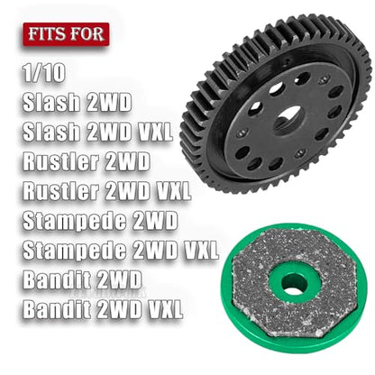RC 50T Spur Gears 0.8Mod Upgrades Part for 1/10 Slash 2WD (VXL)/Rustler 2WD (VXL)/Stampede 2WD (VXL)/Bandit 2WD (VXL),RC Steel Metal Extra-Heavy Slip limiting Clutch,Green - color: Green - (50t)