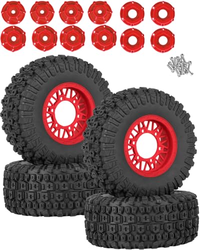 RC Wheels and Tires Truck Tires Short Course Tires for 1/10 Scale Car Arrm a Senton,Slash 2WD 4×4,Axia1,Rc 4wd,Red cat,Plastic Wheels Rubber Tires,4pcs,Red - color: Red(4pcs)