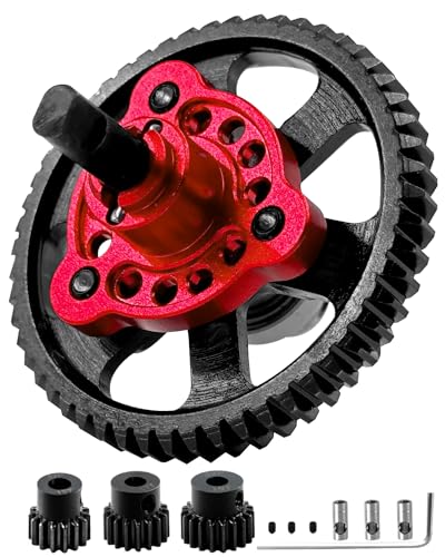 54T Spur Gear Upgrades Part for Slash Stampede Rustler 4X4（VXL）, Hardened Steel Slipper Clutch Eliminator 54T Spur Gear with Pinions Gears Set(15T 17T 19T) RC Upgrades,#6878,Red - color: Red(54T)
