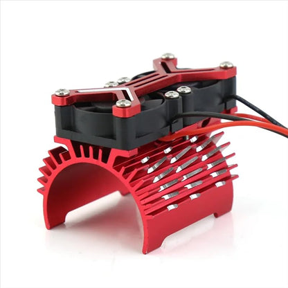 4068 4074 4082 4268 4274 Motor Heat Sink 30mm Dual Cooling Fan 40-42Mm Motor for 1/8 1/7 Arrma Typhon 6S Kraton 6S Felony Mojave Upgrades Parts(Red)