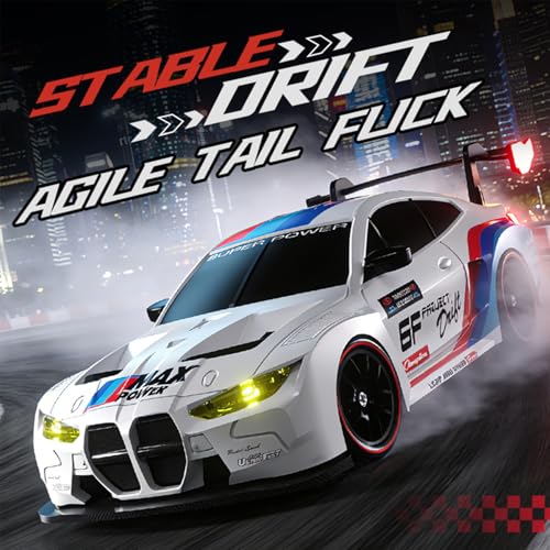 1:20 Scale RC Drift Car 4WD 2.4GHz Remote Controlled Racing Car LED Lights and Tyres Designed Specifically for Racing and Drifting Comes with 2 Batteries Suitable for Beginners (Grey) - color: 29-grey
