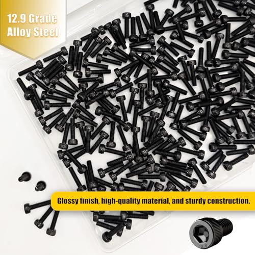 M3x12mm Screws 240pcs Hex Socket Cap 12.9 Steel Black Zinc Fully Thread | Allen socket drive head cap screws bolts fully thread machine screws - size: M3*12mm 240pcs