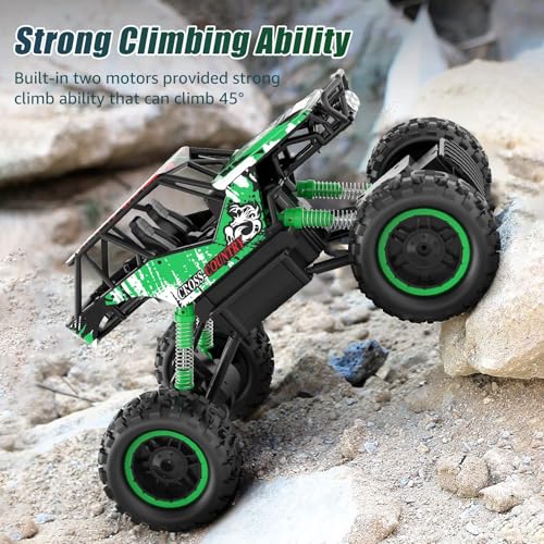 DOUBLE E 1:14 Scale Large Remote Control Car Monster Trucks with Head Lights, 4WD Off-Road All Terrain RC Car, Rechargeable Vehicle for Outdoor Play and Xmas Gifts