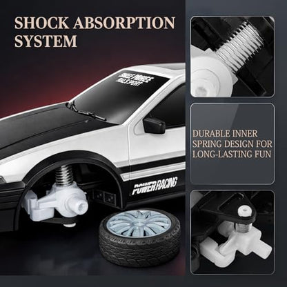 Remote Control Car RC Drift Car 2.4GHz 1:24 Scale 4WD 15KM/H High Speed Model Vehicle with LED Lights Drifting Tire Racing Sport Toy Car for Adults Boys Girls Kids Gift - color: B-white