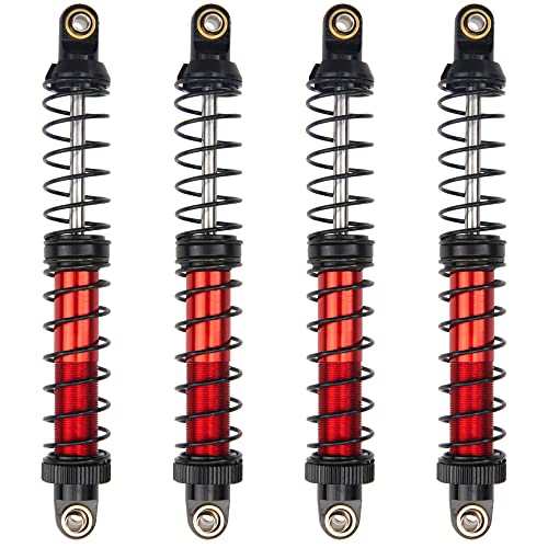 4Pcs Vgoohobby Metal Shocks Absorber Adjustable Dampers Compatible with Axial SCX10 Traxxas TRX4 D90 90046 Redcat Gen7 1/10 RC Crawler Car (Red,110mm)
