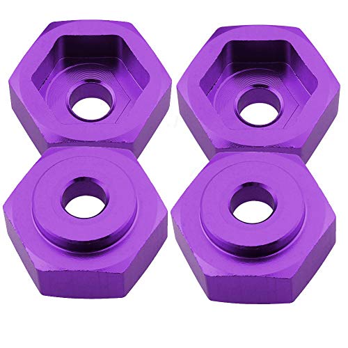 4PCS Aluminum Alloy 12mm Turn to 17mm Wheel Rim Hex Adapter for 1/10 RC On Road Car Buggy Truck Can Use 1/8 Tires(Purple) - color: Purple