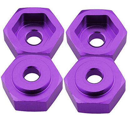 4PCS Aluminum Alloy 12mm Turn to 17mm Wheel Rim Hex Adapter for 1/10 RC On Road Car Buggy Truck Can Use 1/8 Tires(Purple) - color: Purple