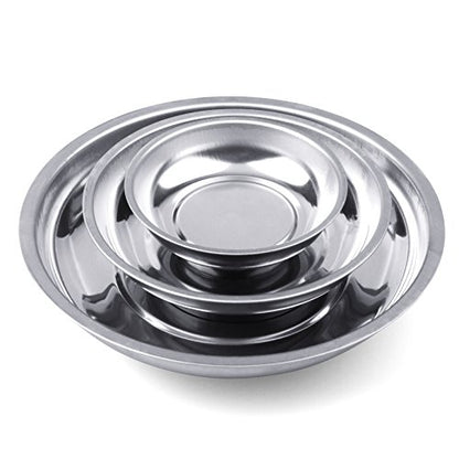 HORUSDY Magnetic Tray | 3-Piece | Round Magnetic Parts Tray | 3 Inch 4 Inch 6 Inch Magnetic Tray for Mechanic's | Stainless Steel - style: 3-Piece Magnetic Tray - Basic