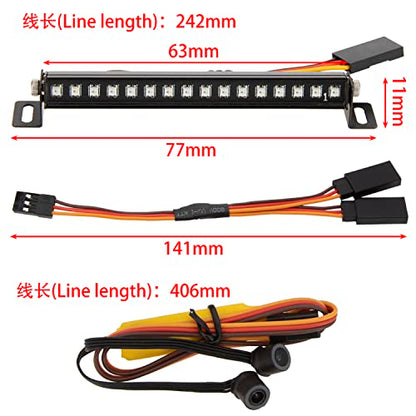 MEUS RACING TRX4M Roof Light Bar Headlights Kit with 16 Beads 8 Light Modes for MEUS TRX4M Ripper Body 1/18 RC Crawler Car Upgrade Parts.(with 2 Angel-Eye) - style: Roof Light + 2 Angel-Eye