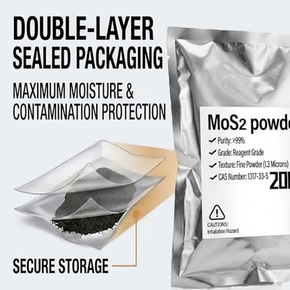 MoS2 Powder, 99% Pure Molybdenum Disulfide Powder, Dry Lubricant | 100g(3.5oz)1.3 Micron, Wear Reduction Metal & Gear Protection Bearing Compatible Grease Blending - color: 100g（3.5oz）
