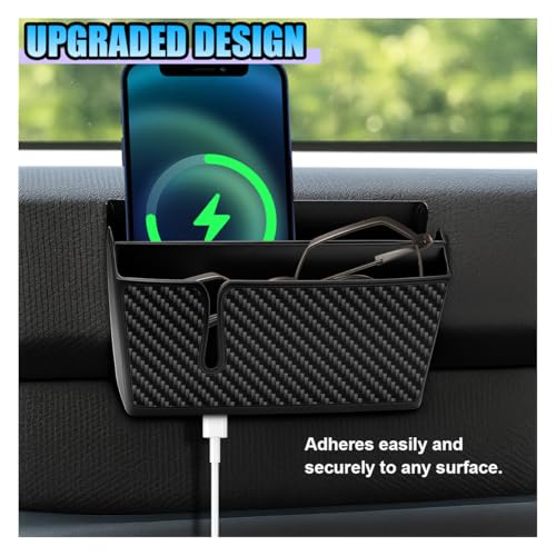 Universal Carbon Fiber Car Storage Box - Multifunctional Cell Phone Holder Auto Dashboard Pocket Organizer with Sticky - Car Interior Accessories for Storing Phone Card Key Pen Coin (Long) - size: Long