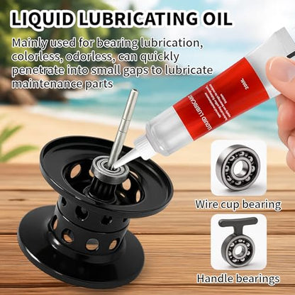 TBTFW Fishing Reel Oil and Grease Kit, Gear and Bearing Lubricant | Long-Lasting Lubrication, Set for All Types of Fishing Reels(1.35oz/2.7oz)