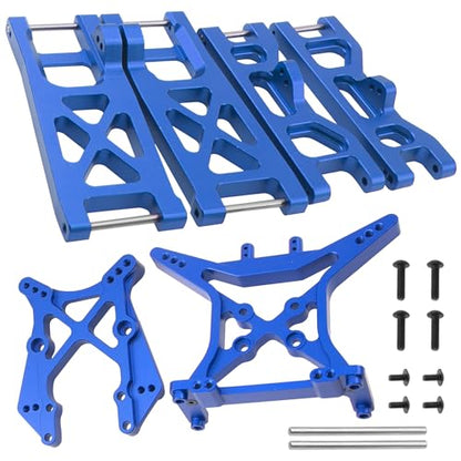 ShareGoo Aluminum Alloy Front & Rear Lower Suspension A-Arms Set Shock Tower Compatible with Horizon ECX 1/10 2WD Ruckus Axe Brutus Circuit AMP MT/DB Crush RC Car Buggy Tuck (Blue)
