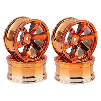 4PCS RC Car Rubber Tires and Plastic Wheels Rims Compatible with 1/10 Scale On Road Touring Racing Flat Drift Car for HSP HPI Tamiya (Orange) - color: Orange