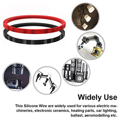 TUOFENG 22 AWG Silicone Wire Kit - 20ft | 10ft Black/Red, Hook Up Cable - size: 22 AWG 2 Colors Silicone Wire 20ft