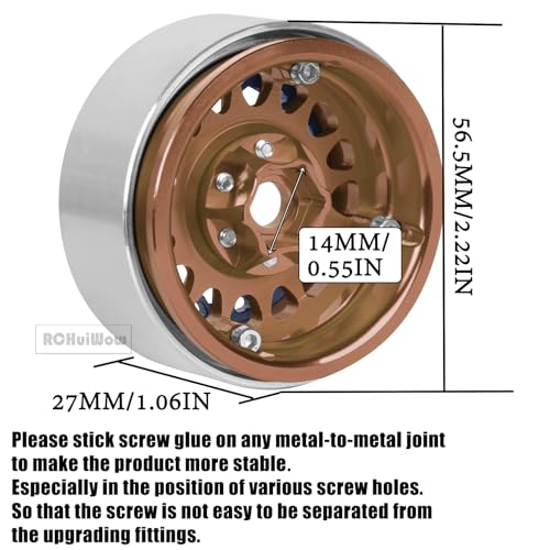 RC 1.9 Beadlock Wheels for 1/10 RC Crawler TRX4 TRX6 SCX10 90046 AX103007 VS4-10 MST CFX RC4WD D90 Red cat Gen8 7,Alloy Aluminium 1.9 rc Beadlock Rims 1.9 rc Wheels,4PCS,Brown - color: Brown(4pcs)
