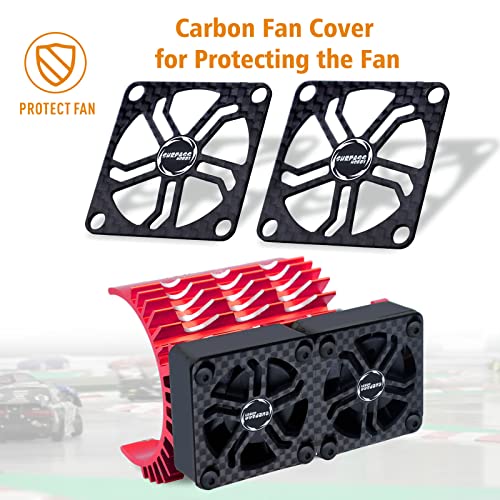 RC Cooling Fans 16000RPM,40mm Dual Car Motor Cooling Fans with Metal Heatsink for 1/5 1/6 Scale RC Car Truck Diameter 55-58mm Motor (Red) - style: Red