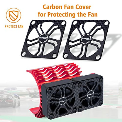 RC Cooling Fans 16000RPM,40mm Dual Car Motor Cooling Fans with Metal Heatsink for 1/5 1/6 Scale RC Car Truck Diameter 55-58mm Motor (Red) - style: Red