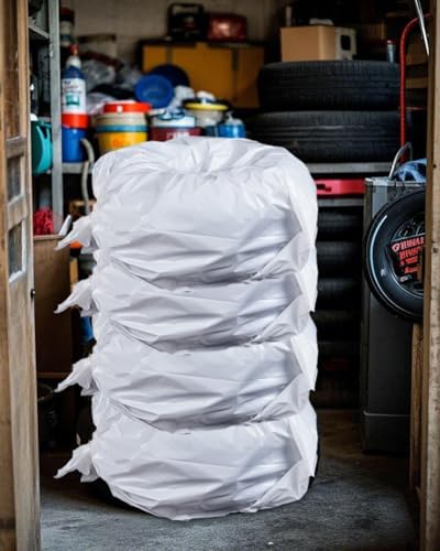 Tire Storage Bags 39.4"x39.4" – White Plastic Tire Bags,Pack of 4, Used for Tire Storage & Transport Protects Against Dust, Dirt & Moisture and Protecting Winter and Summer Tires Between Seasons