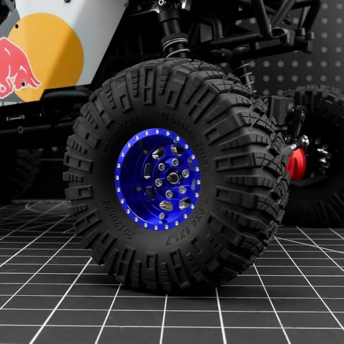 MORLORDY 4PCS Aluminum 1.9" Beadlock Wheel Rims for Most 1/10 RC Crawlers SCX10 90046, SCX10 I II III, TRX4, TRX6, CCO1, RC-4WD, D90, Wraith 90018, RR10 90048, 90053, RBX10, VS4-10, Gen7 8 (Blue) - color: Blue
