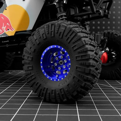 MORLORDY 4PCS Aluminum 1.9" Beadlock Wheel Rims for Most 1/10 RC Crawlers SCX10 90046, SCX10 I II III, TRX4, TRX6, CCO1, RC-4WD, D90, Wraith 90018, RR10 90048, 90053, RBX10, VS4-10, Gen7 8 (Blue) - color: Blue