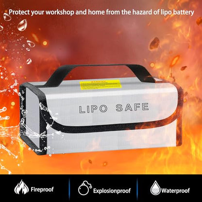 2PCS 230 * 80 * 100mm Lipo Safe Bag for Lipo Battery Pack Storage Charging Transport, Home Office Travel Fireproof Safe Storage Pouch - size: 230*80*100mm