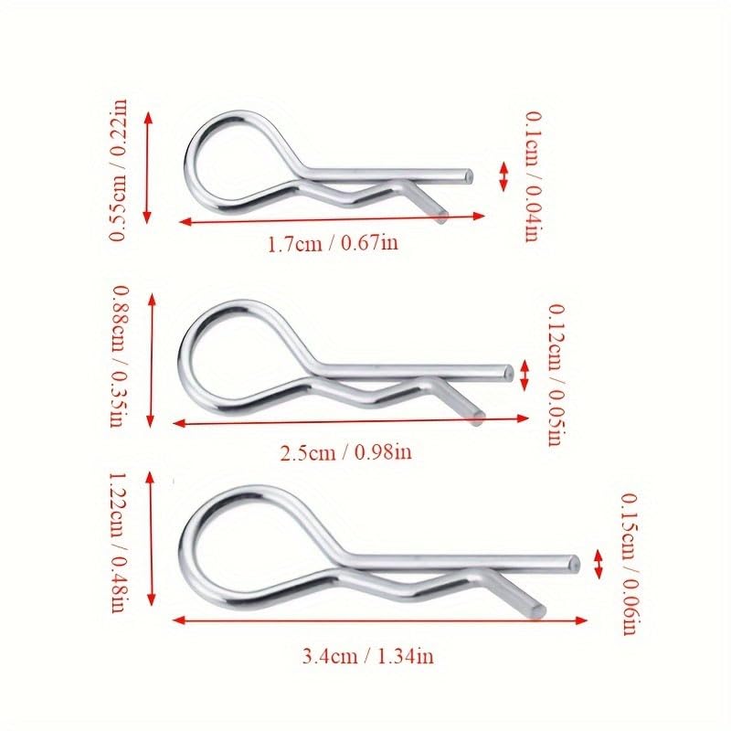RC car Body Clips, R-Type Clips, and Battery Cover Clips. Suitable for 1/8, 1/10, and 1/18 Scale Model Cars. 60-piece RC car Body R-Type Clip Set,