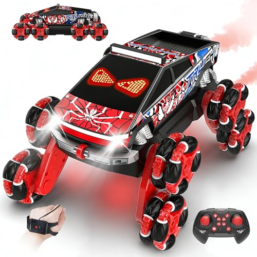 Nikuku Cool 8 Wheels Hand Controlled RC Stunt Car, Gesture Sensing Remote Control Car for Boys Age 6-13, 2.4Ghz Climbing Toys for Kid 6 7 8-10 11 12 Year Old, Christmas Birthday Gifts for Boys Girls