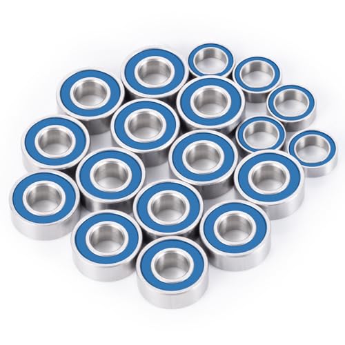 LSG 18pcs Ball Bearings for Arrma 1/10 Tamiya Grasshopper Lunchbox Hotshot | Rubber Sealed Bearing Kit 1/10 RC Car Upgrade Parts Blue 5x8x2.5mm 5x11x4mm