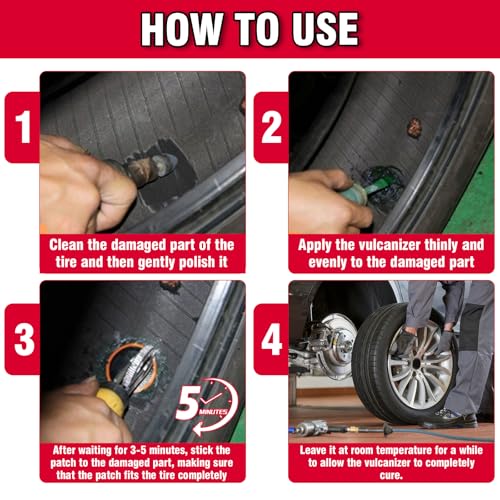Chemical Vulcanizing Cement, Waterproof Tire Repair Glue 8.5 FL.Oz, Fast Drying Rubber Adhesive with Brush Top, Clear and Durable, Ideal for Car, Motorcycle, Bike