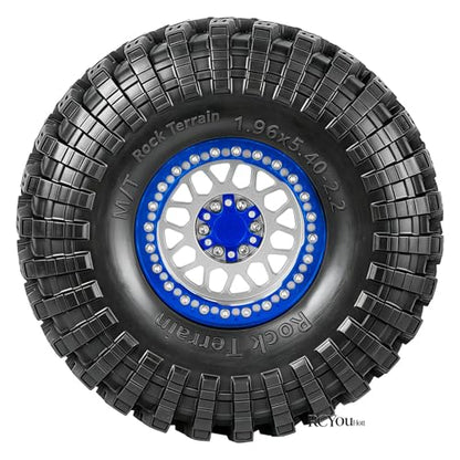RC 2.2" Beadlock Wheels Tires Set（4PCS for 1/10 SCX10 I II 90046 AXI03007 TRX4 TRX6 VS4-10 D90 Gen7 Gen8 MST CFX RC Crawler Car,2.2 Beadlock Wheels and Tires,Aluminium Wheel Rims,Silver - color: Silver- (Rc Wheels Tires)