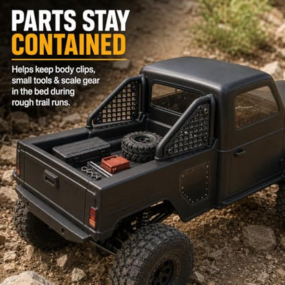 SplashNColor Side Net Set Compatible with Element RC Enduro Ecto – Bed Cargo Retention Upgrade | 1/10 Trail Truck Scale Detail Panels for Rear Pickup Area