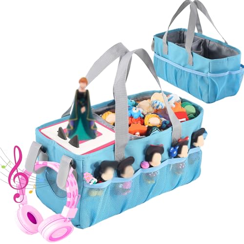 Carrying Case for Toniebox Starter Set Hold 30+ Tonies Figures Blue | Play Without Unpacking, Kid-Friendly Tonies Organizer, Holds Headphones & Charge, Portable Travel Carrying Bag - color: Blue