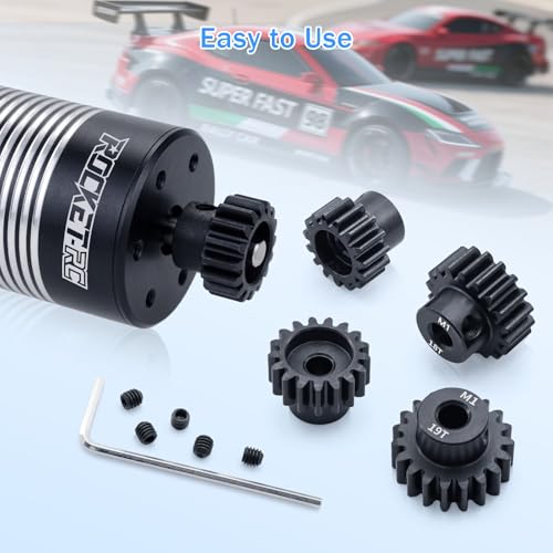 Metal Steel M1 Pinion Gear Sets 15T 16T 17T 18T 19T for 5mm Shaft Motor Gears with Hex Key for 1/8 RC Car Brushless Brush Motor Parts - size: 15T 16T 17T 18T 19T
