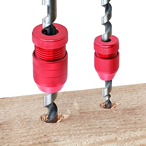 RUITOOL Drill Bit Stop Collar Set, Adjustable Drill Bit Depth Stop, 2 Pcs | Aluminum alloy, protective inner liners, adjustable for 5/64"-3/16" and 15/64"-7/16" bits, depth control for repeat drilling