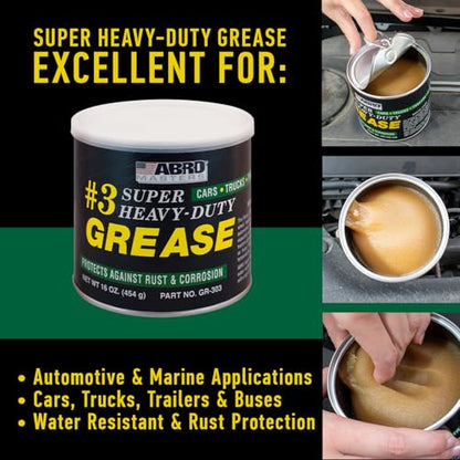 ABRO Masters #3 Wheel Bearing Grease 16 oz, Heavy-Duty Sodium-Based, 2 Pack | Heavy-duty grease protects wheel bearings, chassis and joints under high heat and load; resists water and rust - size: Pack of 2