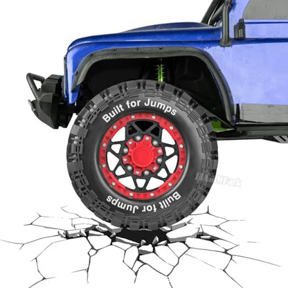 RC Truck Tires 12mm/14mm/17mm Hex RC Wheels and Tires for 1/10 Big Rock Granite Vortek/Stampede Rustler Hoss/L0s1 Rc 4wd,RC Monster Truck Car Wheel 4Pcs,Black Red - color: Black Red - (12mm/14mm/17mm Hex)