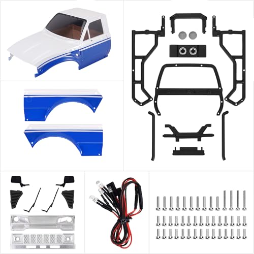 INJORA IR60 Pickup Hard Body Shell for TRX4M Defender Bronco (Blue White) - color: Blue White