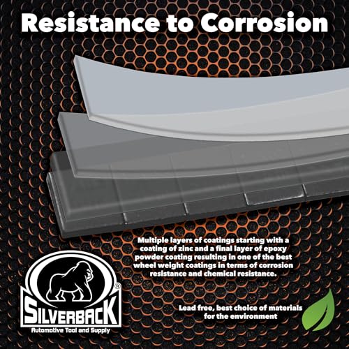 Silverback 1/4oz Black Steel Adhesive Tape Wheel Weights with EZ Peel Tape. Designed for The Professional Tire Dealer. Cars, Trucks, SUV's, & Motorcycles. 10lb. Roll Black .25oz Steel Tape Weight. - color: Black