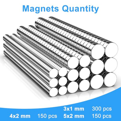 Fridge Magnets, 3 Different Sizes Small Round Magnetic 600 Pack | Rare Earth Neodymium Fridge Magnet for Home Kitchen Office School Magnetic Bookmark Notebook Diary Keychain, Silver - size: Mix-3 Sizes