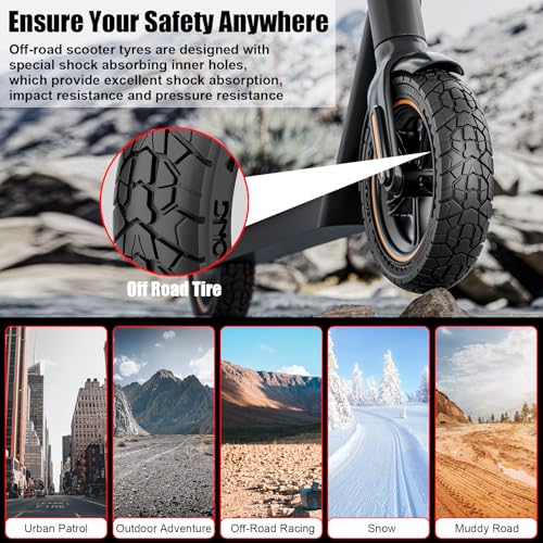 Cooryda 10X2.125 Off Road Tire for Electric Scooter Ninebot F20/F30/F40/F65, 10 inch Solid Rubber Tires for Front And Rear Solid Electric Scooter Tire Tubeless(Black 1pc)