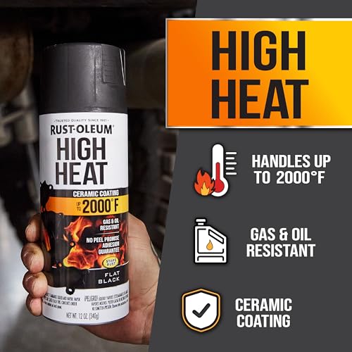 Rust-Oleum Automotive High Heat Spray Paint, Flat Black - color: Flat Black, size: 12 Ounce (Pack of 6)