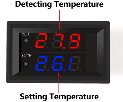 UMLIFE 5PCS 12V Electronic Temperature Controller Programmable -50 to 110 Degree Celsius Heating/Cooling Thermostat Control Switch Module NTC Waterproof Sensor Probe Dual Color LED Display Monitor - style: 5PCS