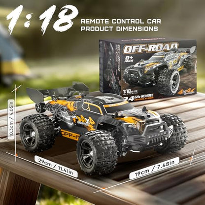 YESHIN 1:18 All Terrain RC Car for Adults, 36KM/H High Speed RC Monster Truck, 4X4 Waterproof Remote Control Car with Two 7.4V 1500mAh Rechargeable Batteries