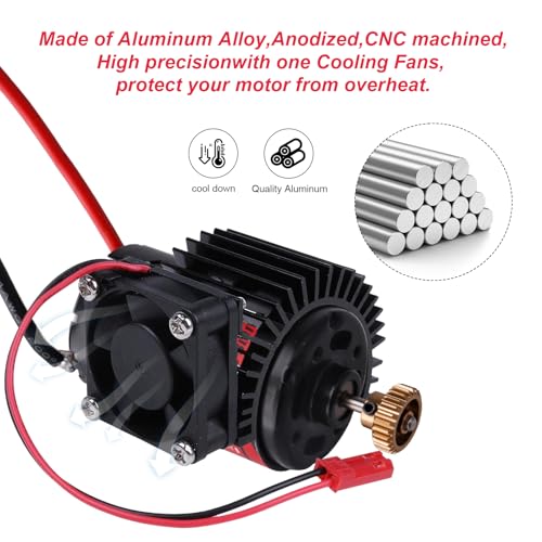Hobbypark RC Brushless/Brushed 550 540 Motor Heatsink with Cooling Fan DC 5-6V for RC Crawler Car Truck Off Road Buggy Electric Engine