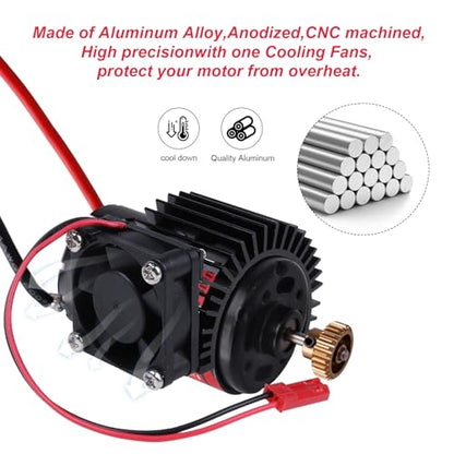 Hobbypark RC Brushless/Brushed 550 540 Motor Heatsink with Cooling Fan DC 5-6V for RC Crawler Car Truck Off Road Buggy Electric Engine