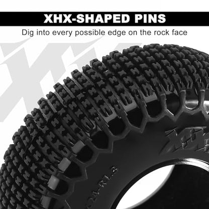 INJORA 1.3" S5 XHX Pin Tires 72 * 24mm for 1/18 1/24 RC Crawler, T1321