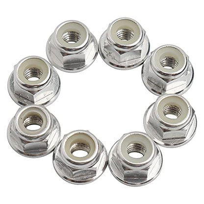8PCS Flange M4 Lock Nuts Serrated Nylon Self-Tightening Aluminum M4 Wheel Hardware for Axial HPI TLR ECX Model RC Car Vehicles Upgraded Replacement Parts (Silver) - color: Silver