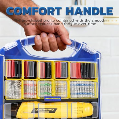 haisstronica Solder Seal Connectors and Tubing Kit, Mini Heat Gun, 340PCS | Wire Gauge Markings, Low-Melt Solder Rings, 2 Heat Settings, Removable Bins, Automotive and Trailer Wiring - size: 340PCS